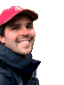 Pixel-art portrait of Lucca Cerf, smiling, in a red cap.